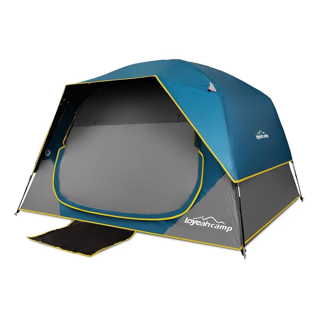 Family camping with waterproof tent 4 person setup